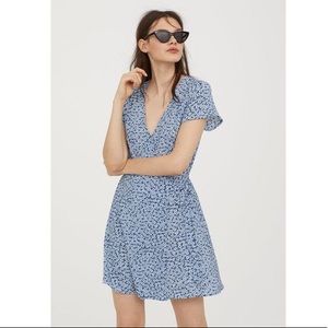H&M blue floral wrap dress